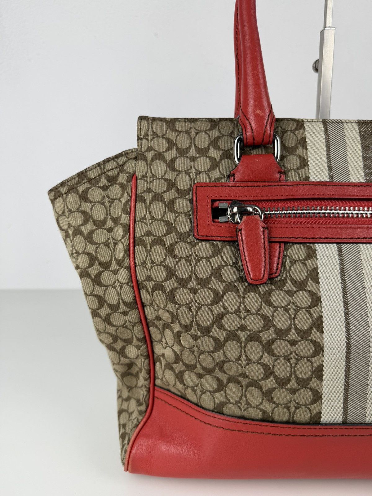 Coach legacy stripe candace carryall tote