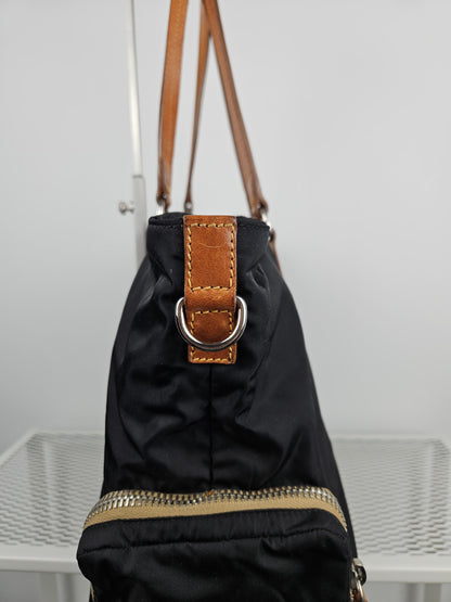 Archive miu miu nylon leather tote bag with cargo pockets