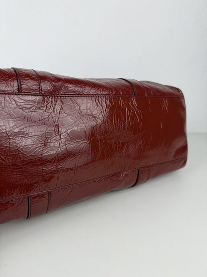 Fendi crinkled patent leather de jour handbag large