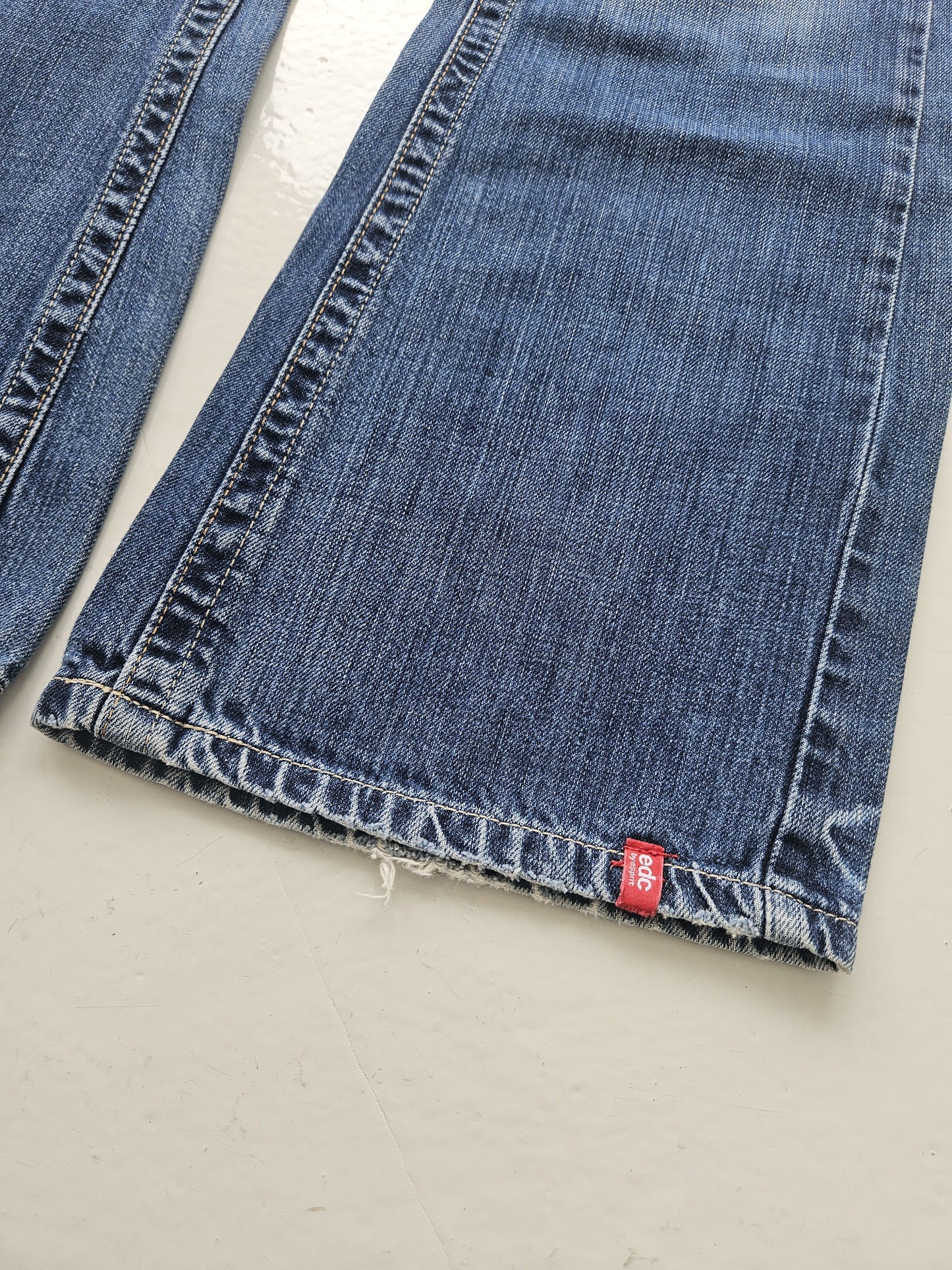 Vintage distressed bootcut low waisted denim