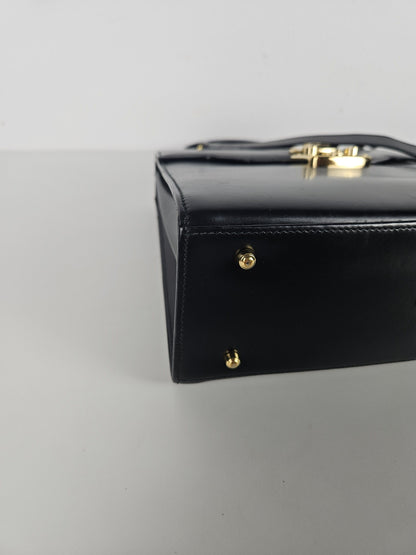 Vintage 80s Gucci lady lock box leather handbag