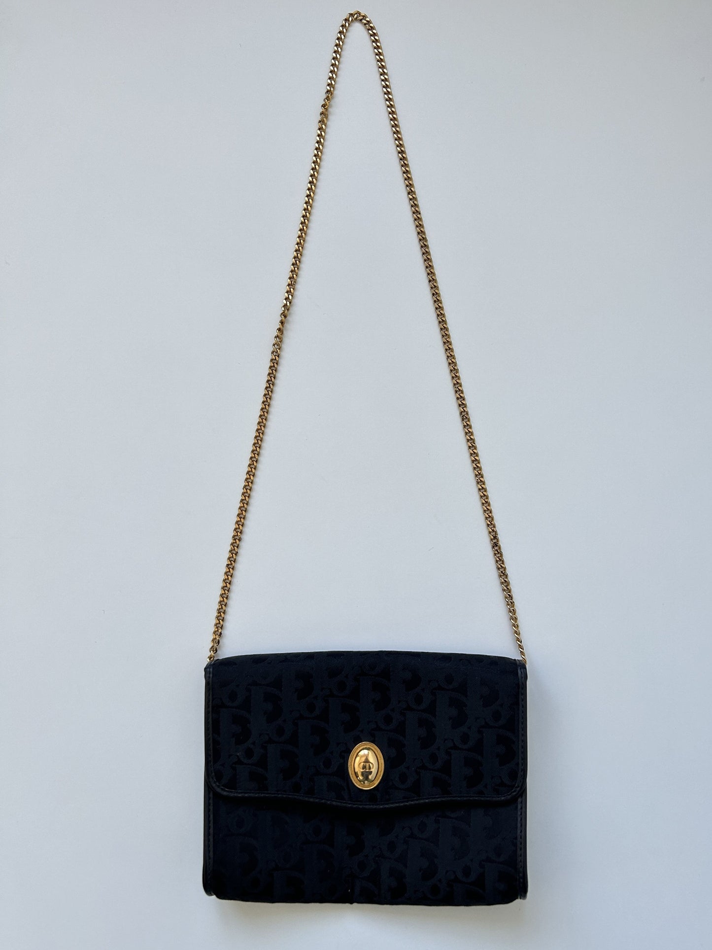 80s Dior trotter oblique monogram canvas chain shoulder bag