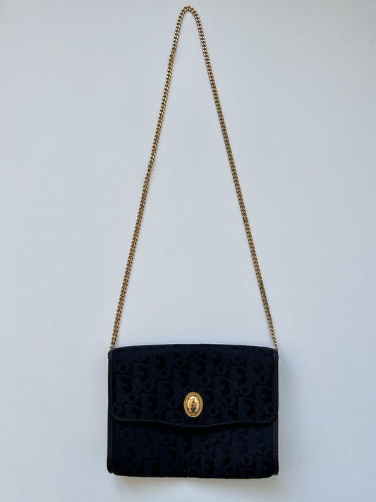 80s Dior trotter oblique monogram canvas chain shoulder bag