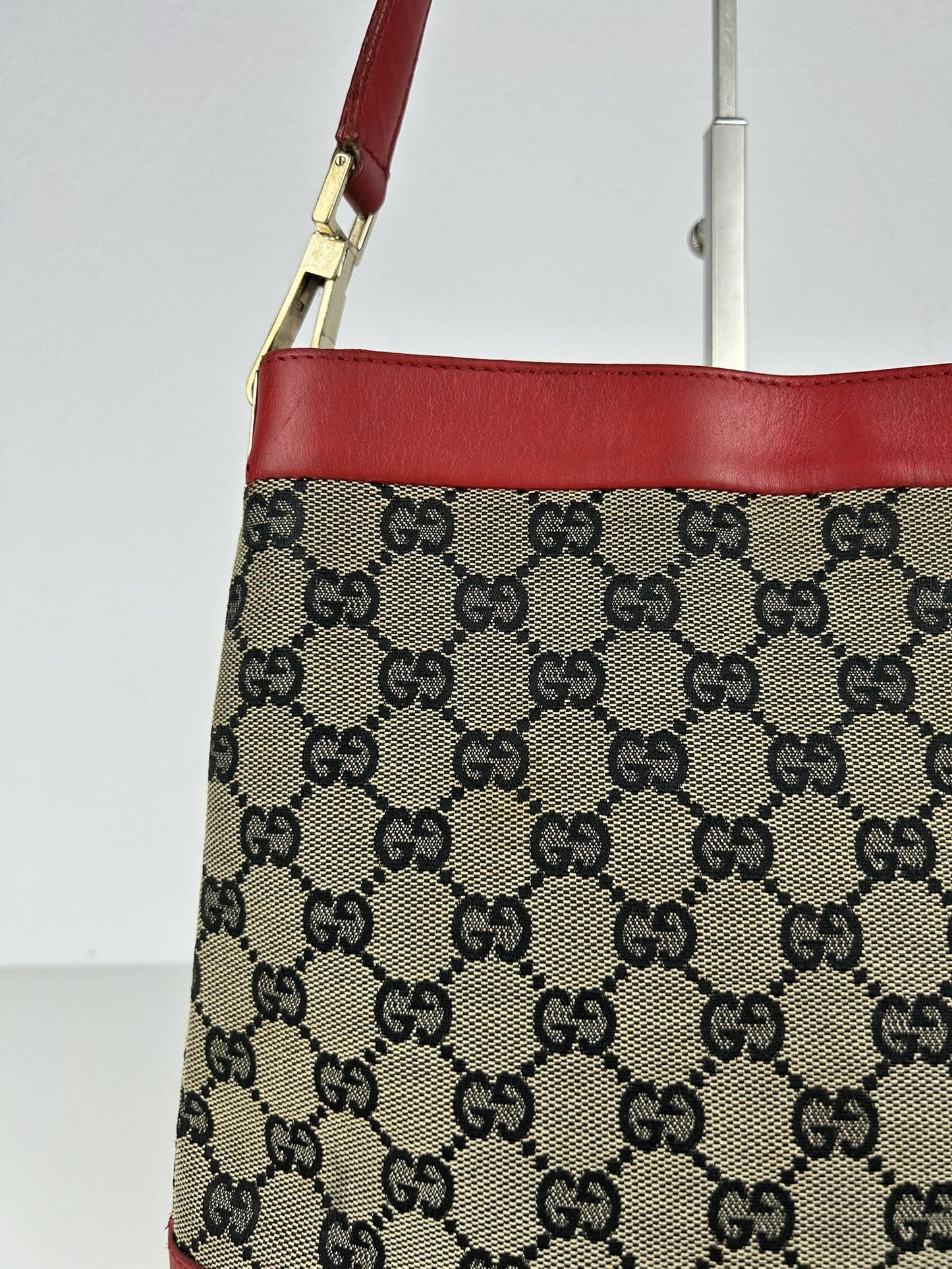 Vintage y2k Gucci monogram canvas and leather shoulder bag