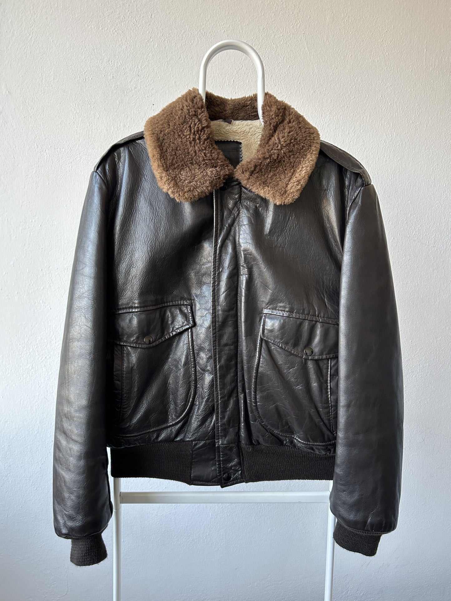 Vintage aviator shearling leather jacket