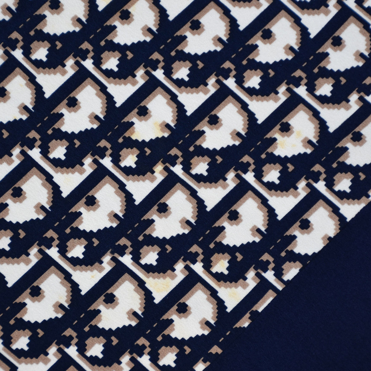 Vintage Dior trotter silk scarf navy & beige
