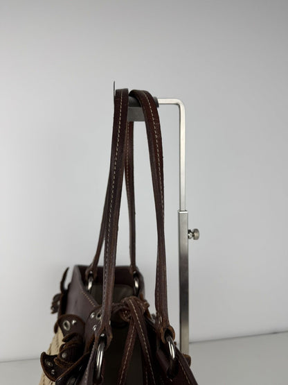Vintage 90s miu miu wicker and leather basket tote bag