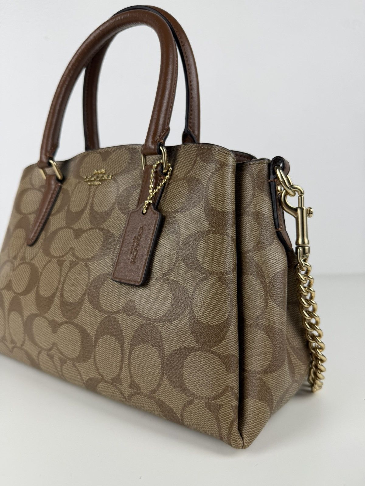 Coach coated signature mini sage carryall handbag