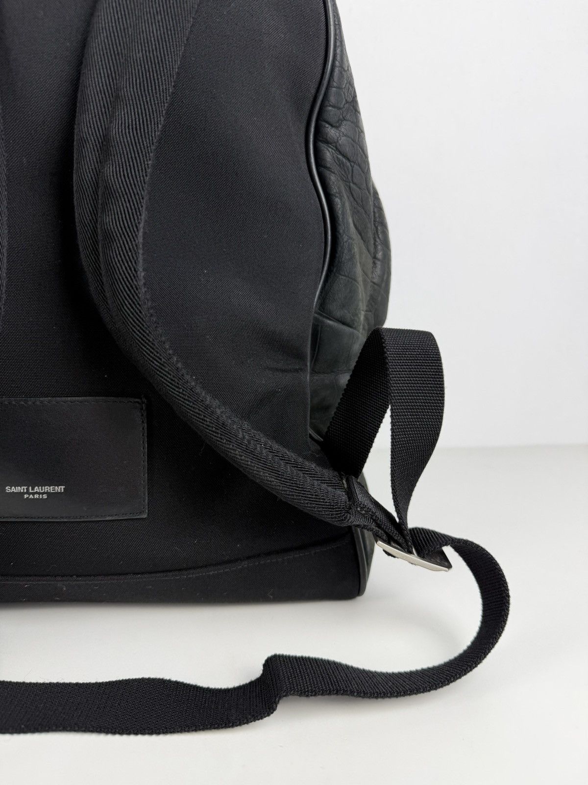 2021 Saint Laurent croc embossed leather city backpack