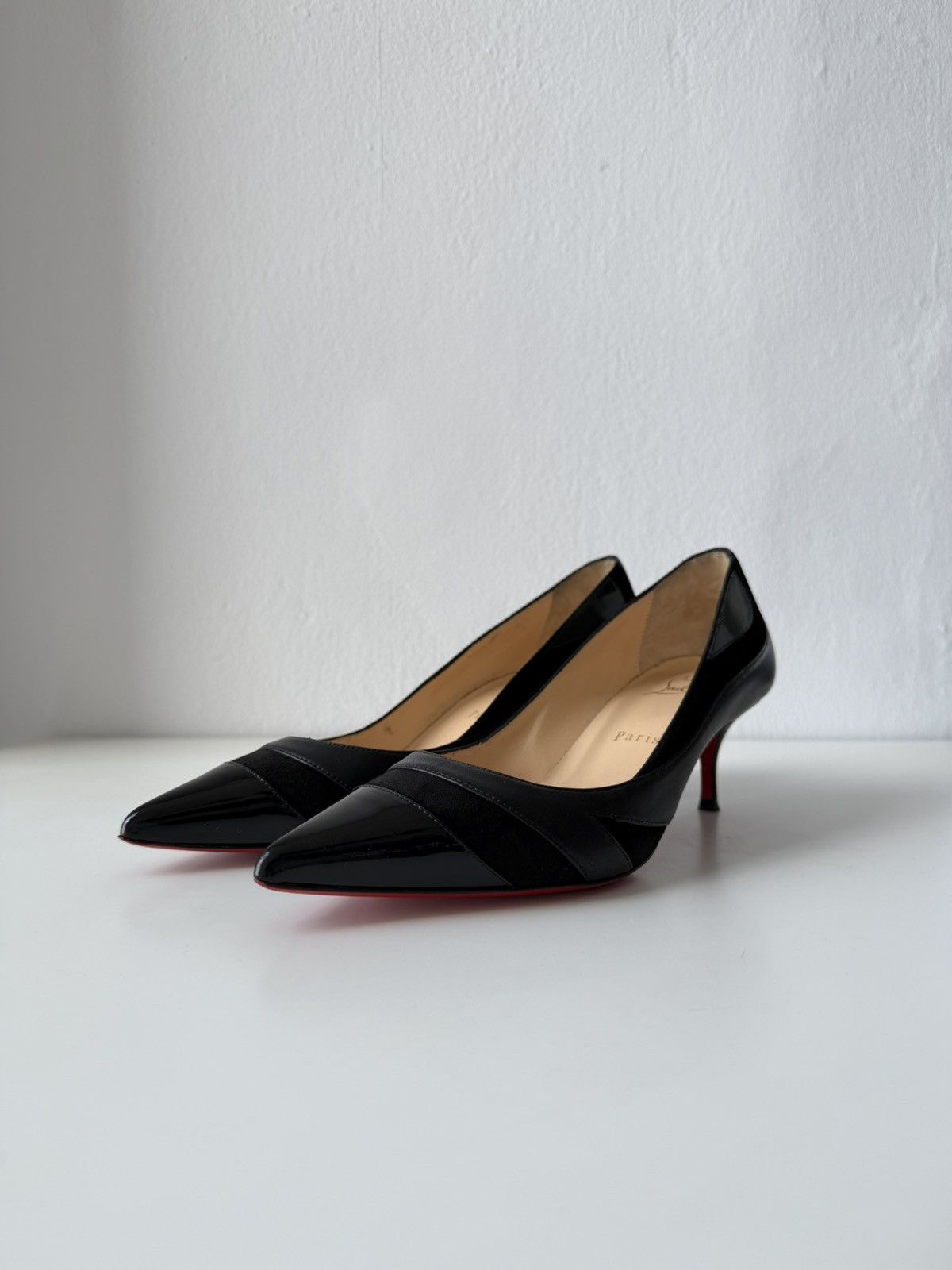 Christian Louboutin eklectica 55 mixed leather kitten heels