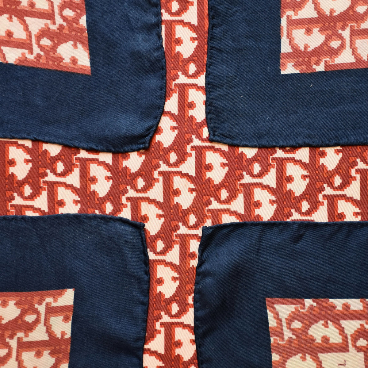 Vintage Dior trotter silk scarf red & navy