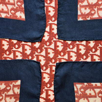 Vintage Dior trotter silk scarf red & navy