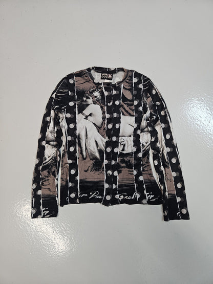 Jean Paul Gaultier reneissance woman & polka dot cardigan