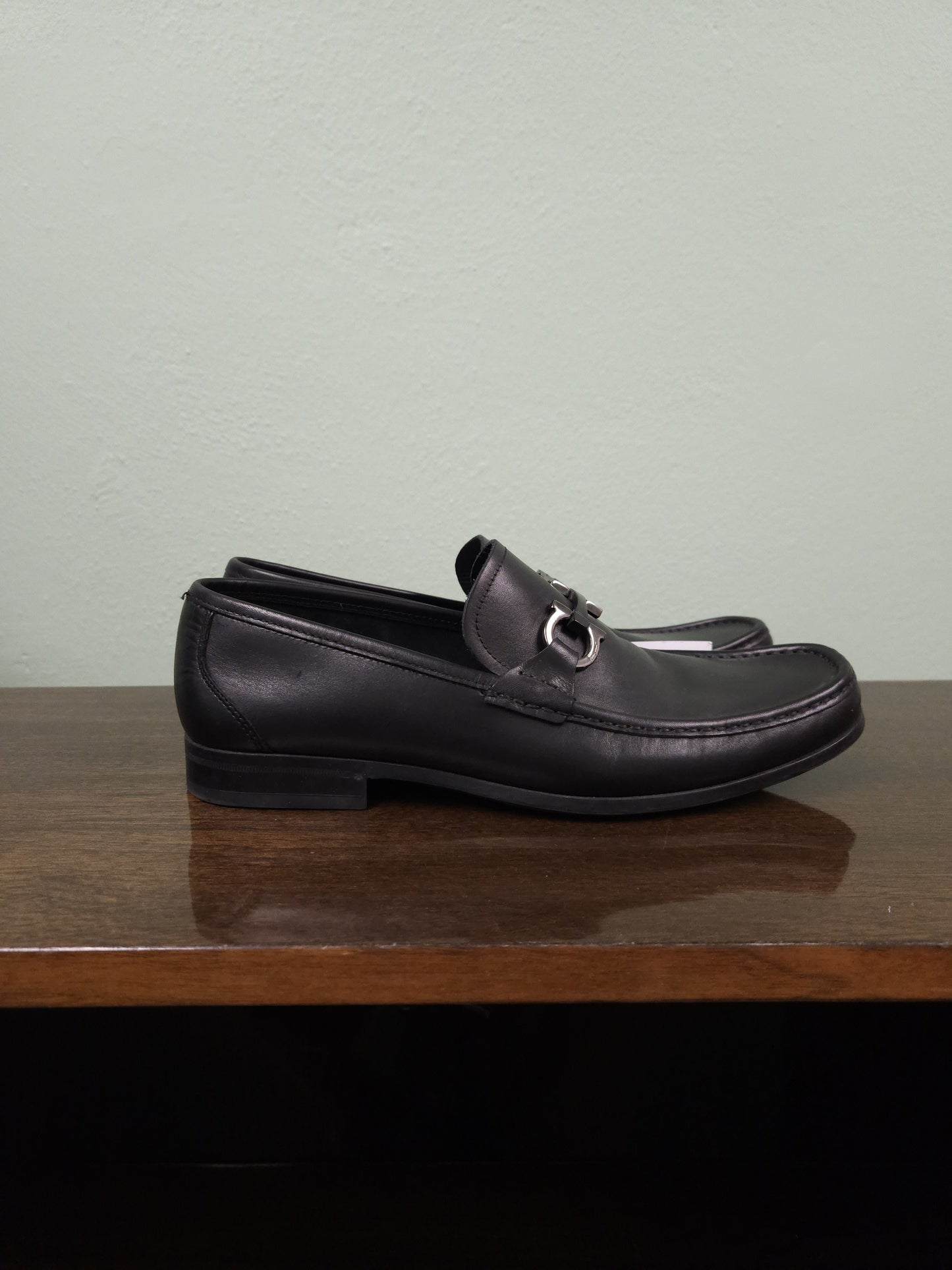 Salvatore Ferragamo gancini black leather loafers