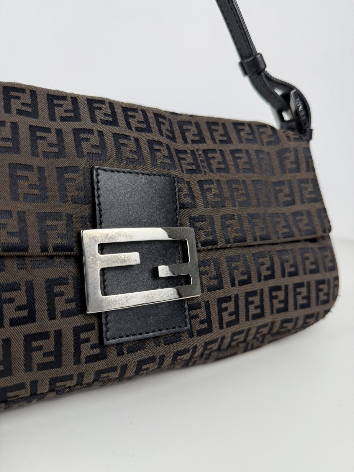 Fendi zucchino monogram canvas baguette