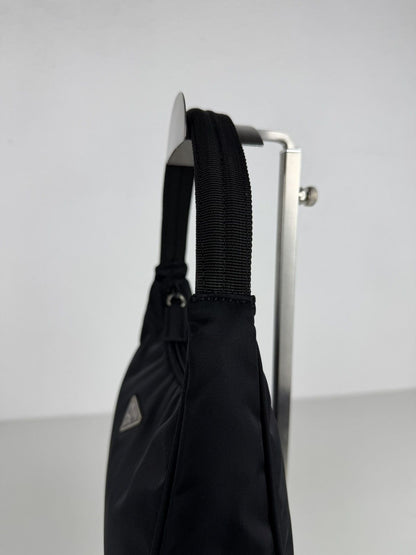 Vintage prada tessuto nylon triangle logo mini hobo bag