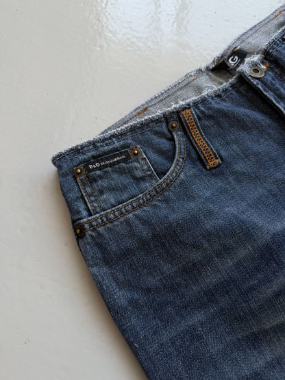 Y2k Dolce & Gabbana cutoff low waist flared denim