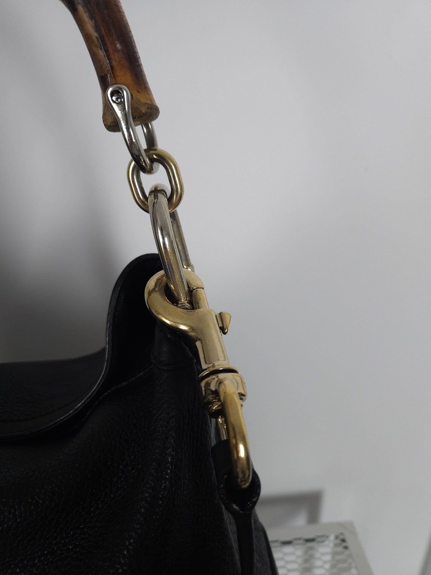 Gucci bamboo top handle hobo handbag with shoulder strap