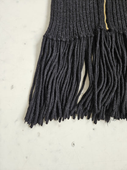 Gucci front zip fringed knit top/ skirt
