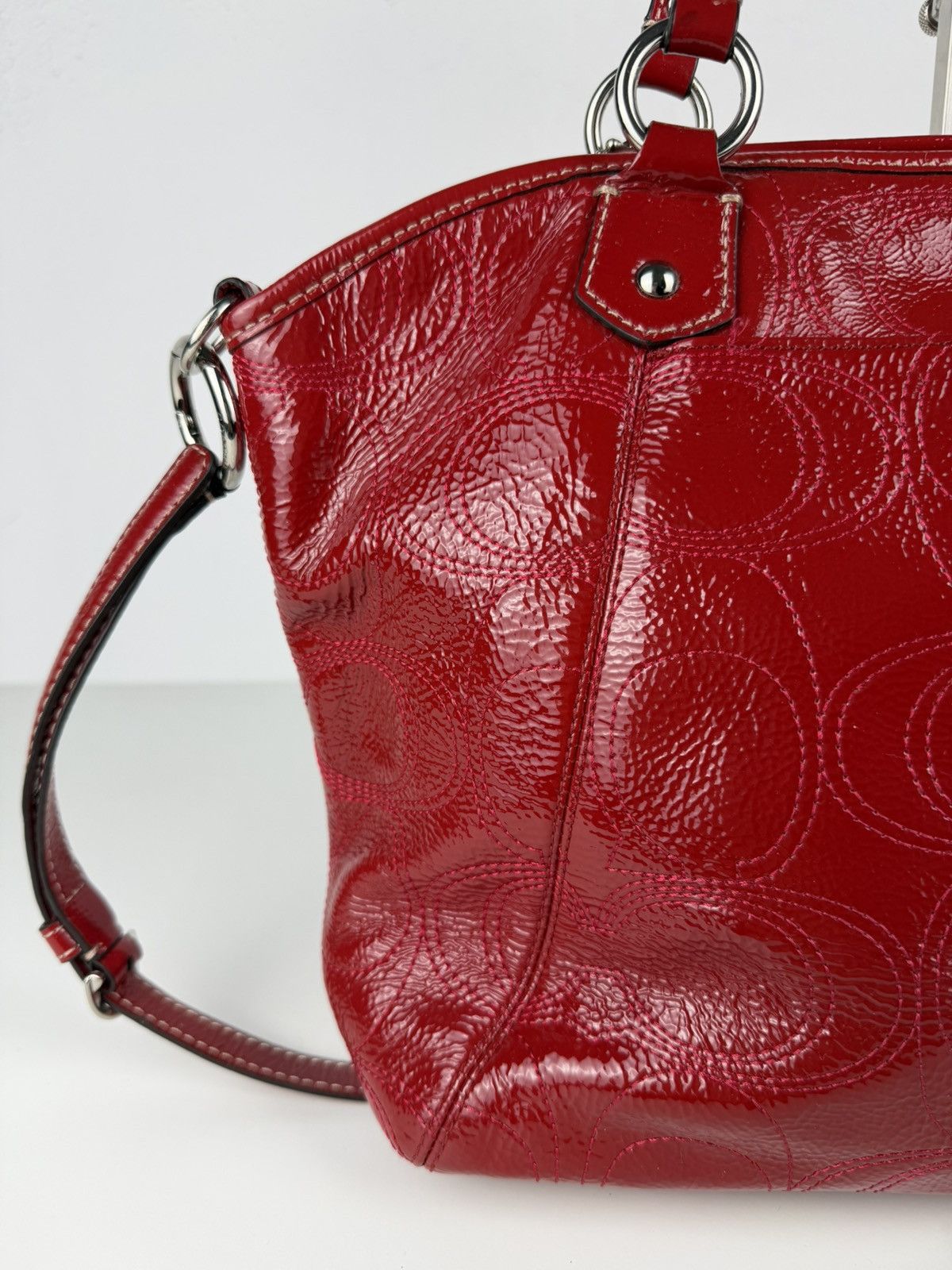 Coach signature patent leather tote bag