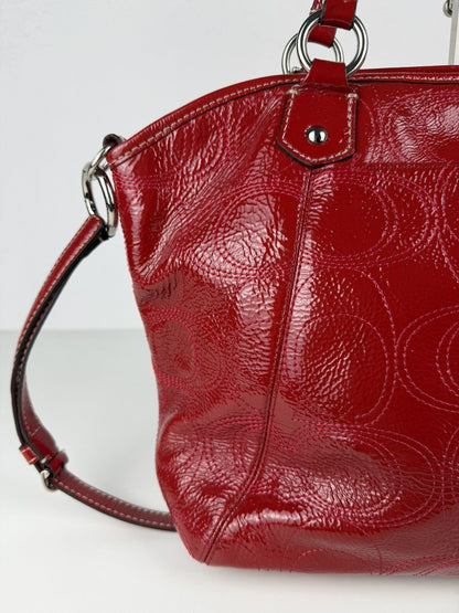 Coach signature patent leather tote bag