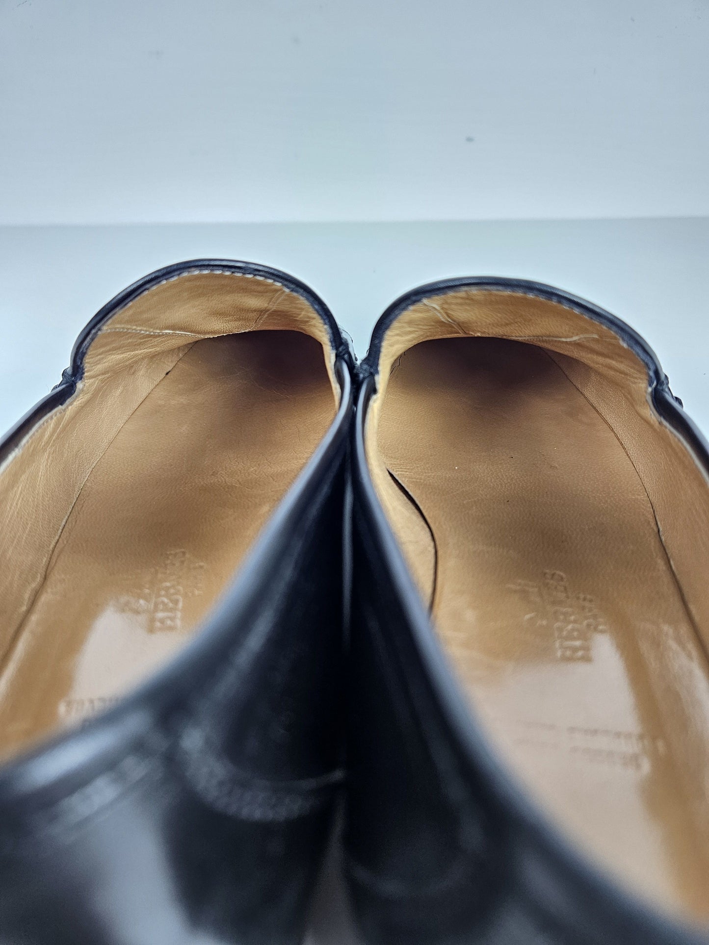 Vintage Hermes constance leather loafers H logo buckle