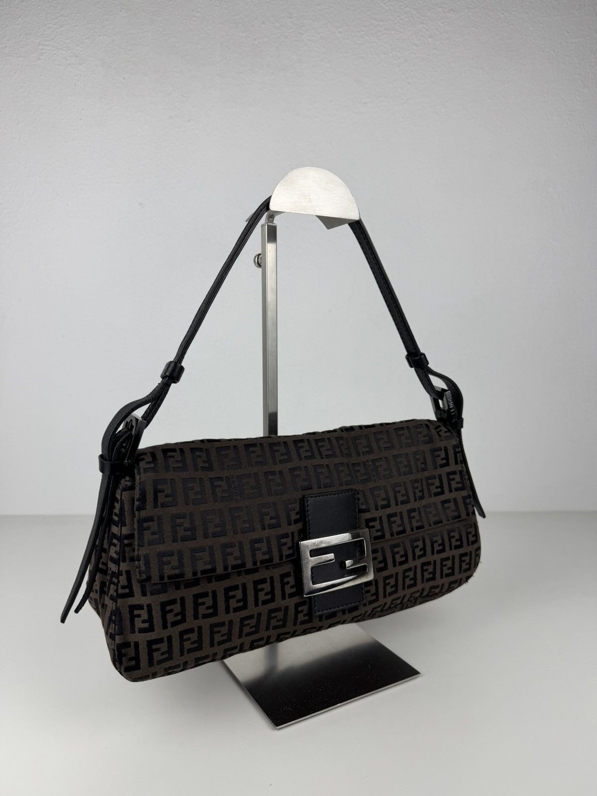 Fendi zucchino monogram canvas baguette