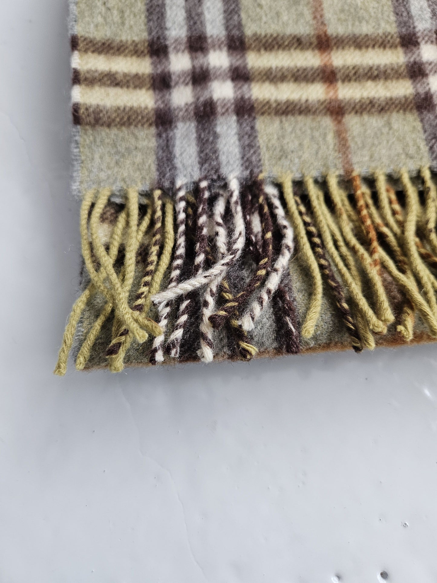 Vintage Burberry green nova check cashmere scarf