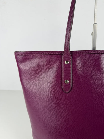 Coach crossgrain leather city tote fuchsia