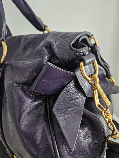 Miu miu vitello bow bag in deep purple