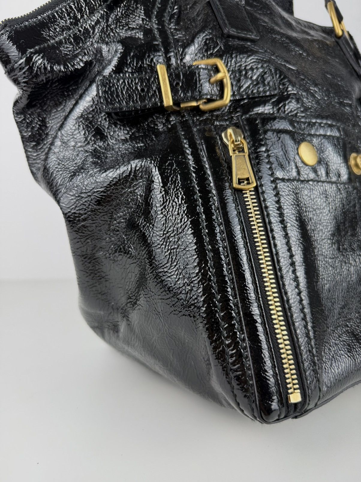 SS2009 YSL Rive Gauche sac downtown patent leather tote bag