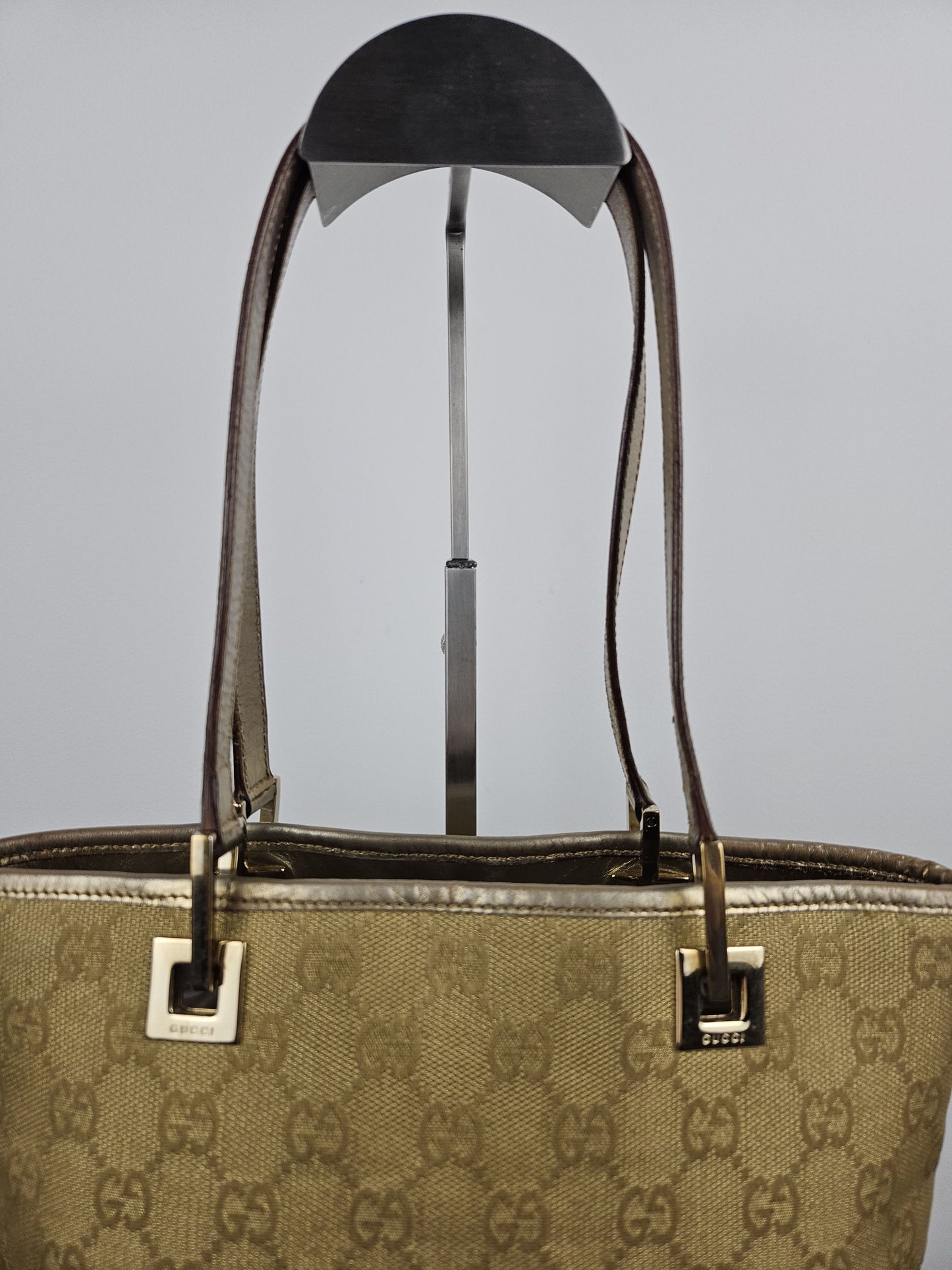 Vintage y2k Gucci gg monogram canvas gold tote bag