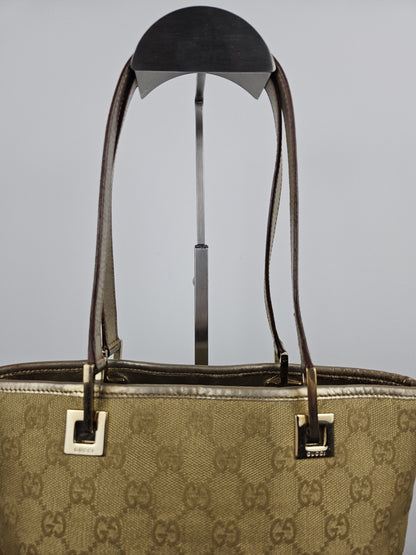 Vintage y2k Gucci gg monogram canvas gold tote bag