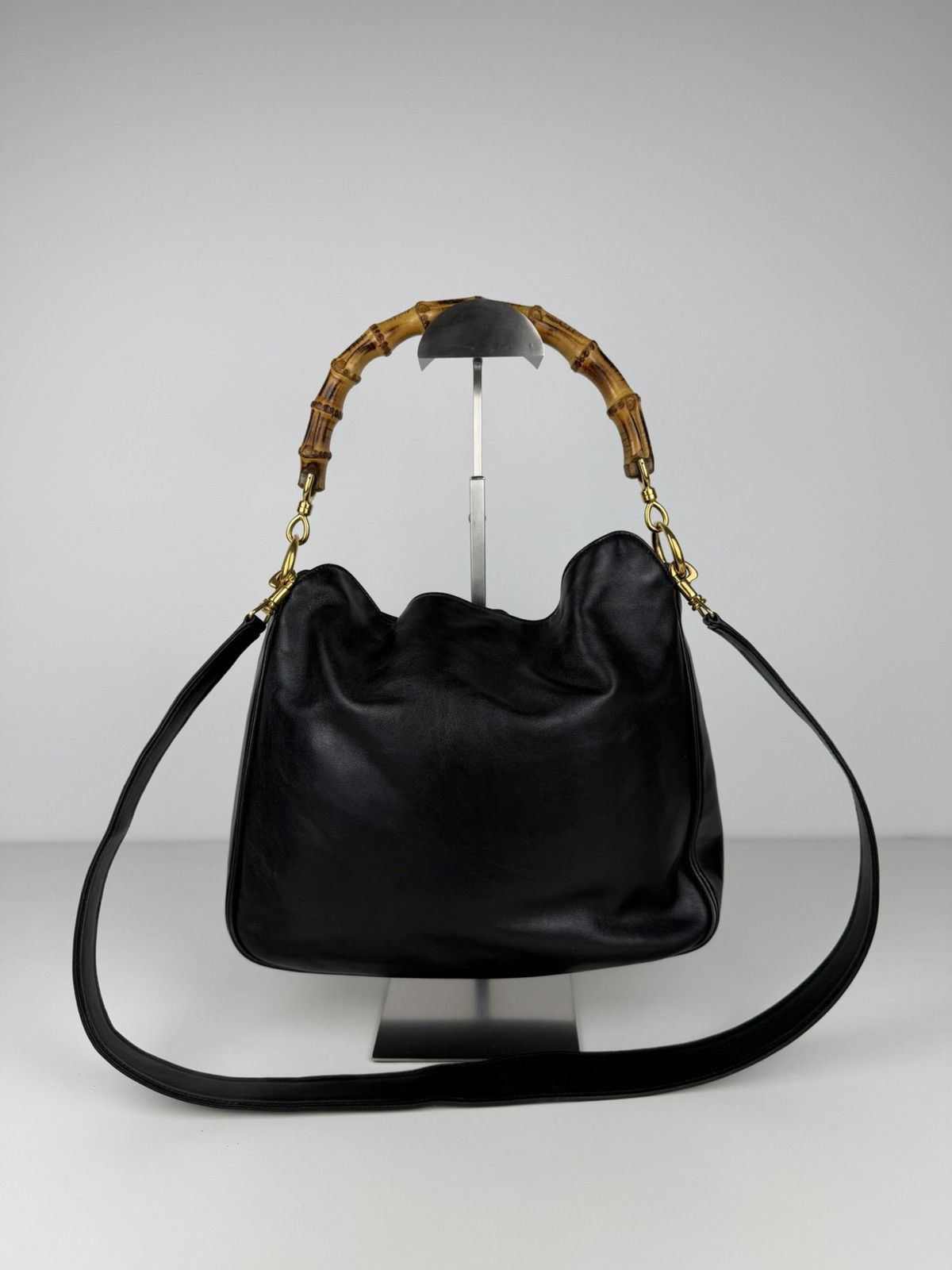Vintage 80s Gucci bamboo top handle hobo handbag