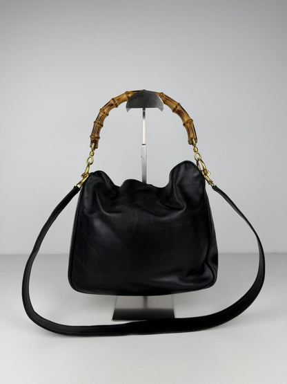 Vintage 80s Gucci bamboo top handle hobo handbag