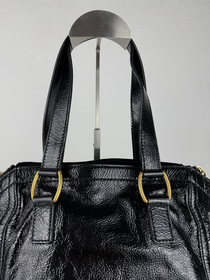 SS2009 YSL Rive Gauche sac downtown patent leather tote bag