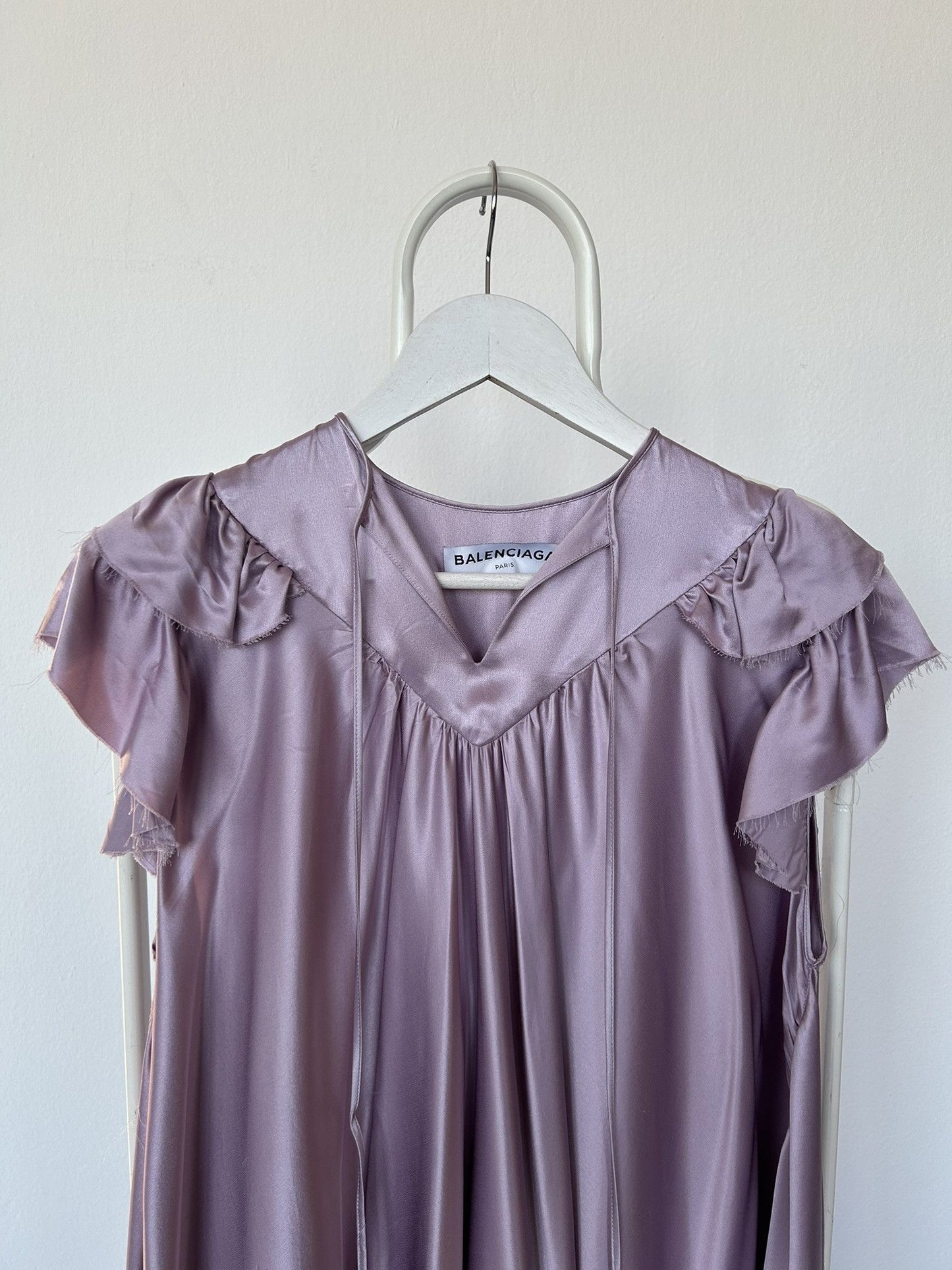SS2018 Balenciaga silk ruffle loose long dress in lilac