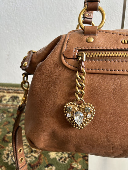 Vintage y2k miu miu leather top zip charm studded handbag