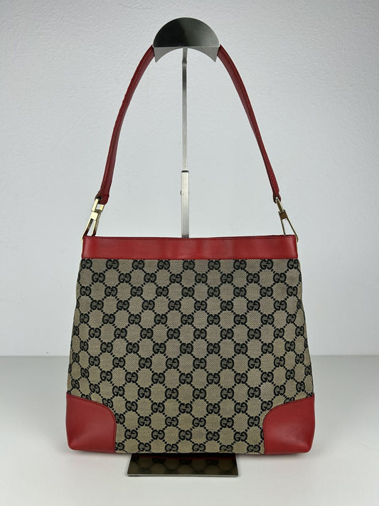 Vintage y2k Gucci monogram canvas and leather shoulder bag