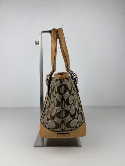 Coach signature canvas and leather mini tote bag