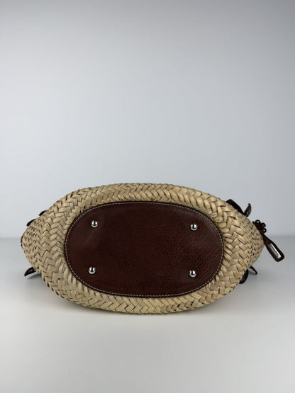 Vintage 90s miu miu wicker and leather basket tote bag