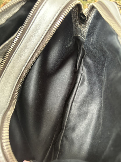 Miu miu matelasse pleated leather silver small crossbody bag