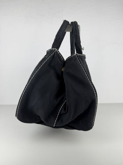 Prada canapa large canvas tote bag