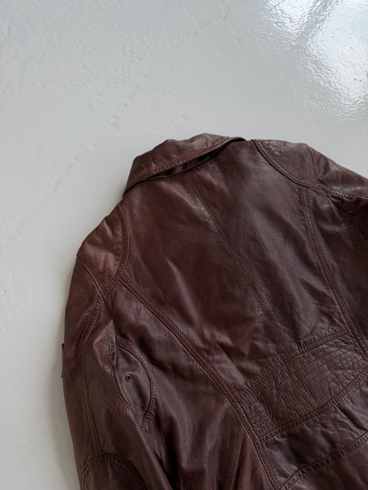 Vintage ‘Mauritius’ cropped leather biker jacket