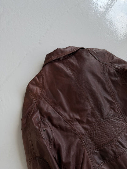 Vintage ‘Mauritius’ cropped leather biker jacket