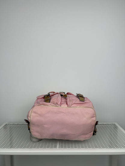 Prada nylon triangle logo pink backpack