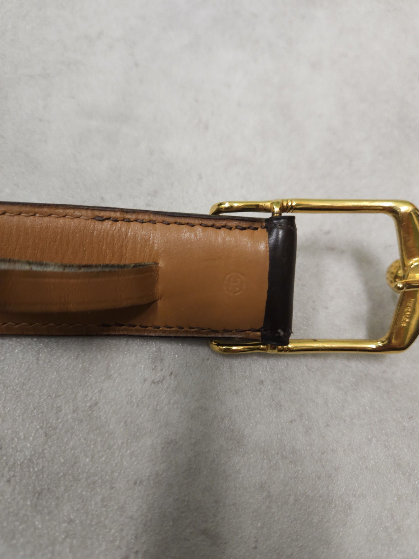 Vintage 1978 Hermes dark brown leather belt