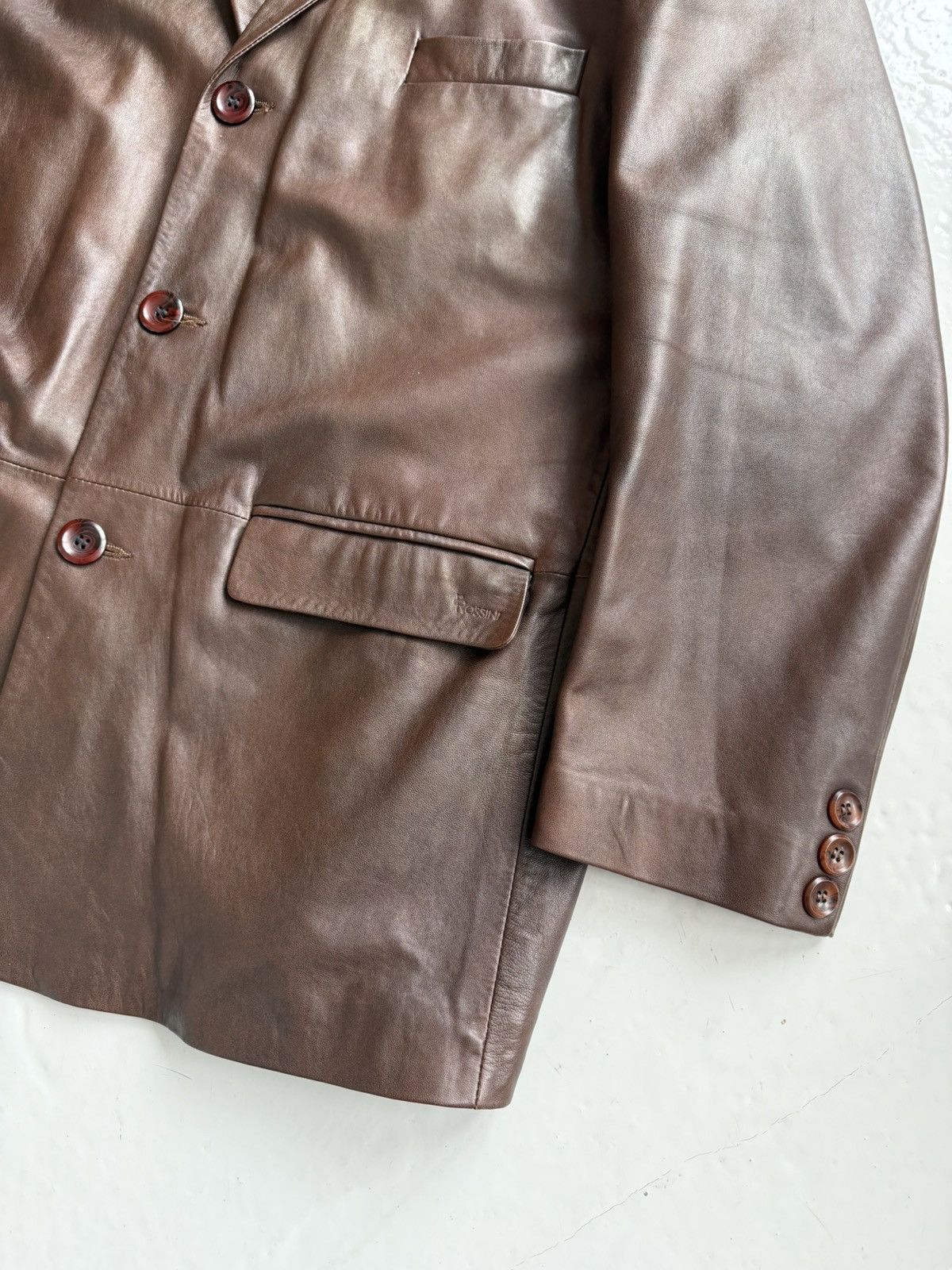Vintage oversized calf leather blazer