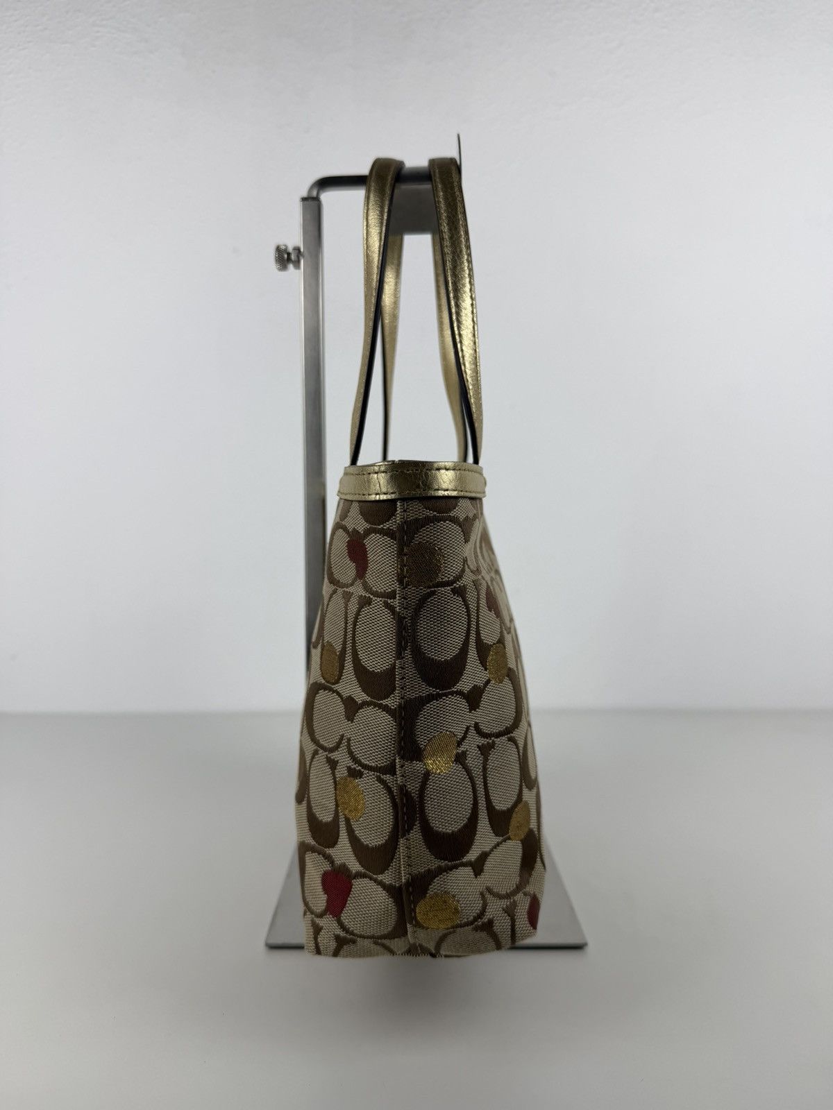 Coach signature canvas heart and polka dot tote bag