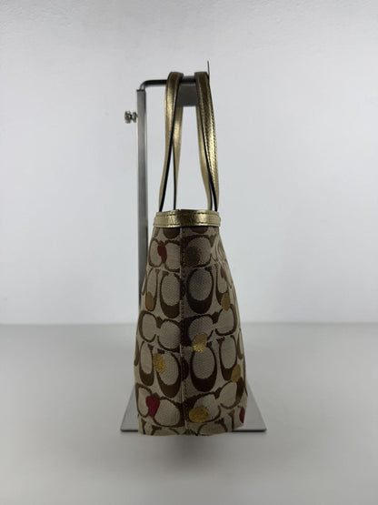 Coach signature canvas heart and polka dot tote bag